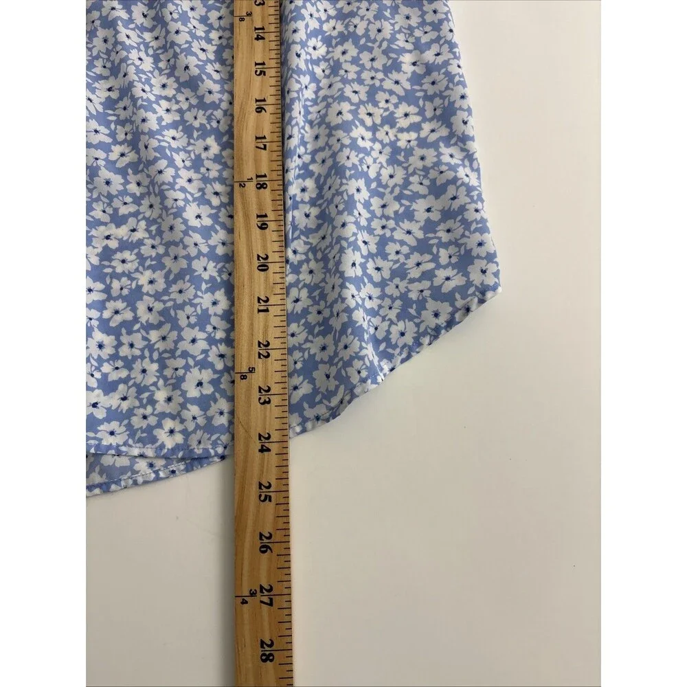 J Crew Womens Shirt Adult Size Small Blue Floral Sleeveless Button Placket